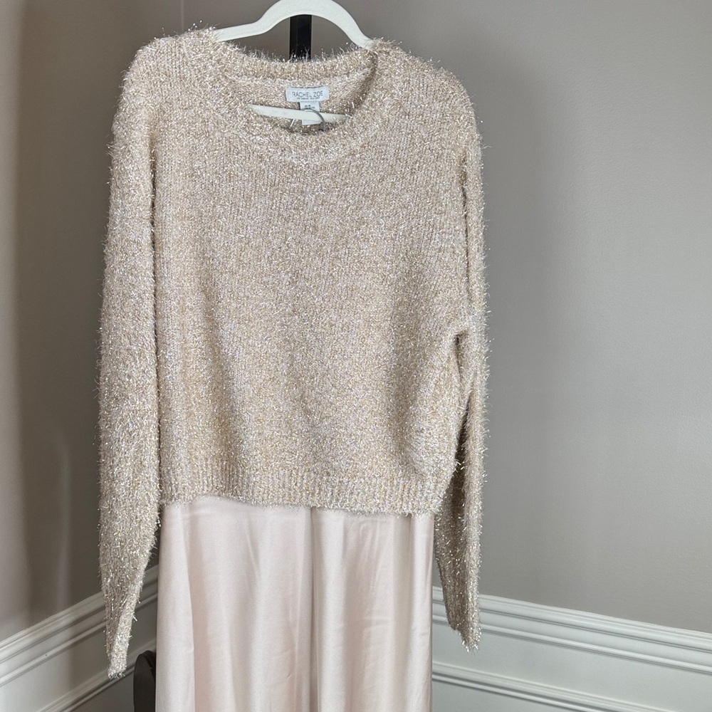 Rachel Zoe Cream Textured Sweater and Skirt Set Size XL